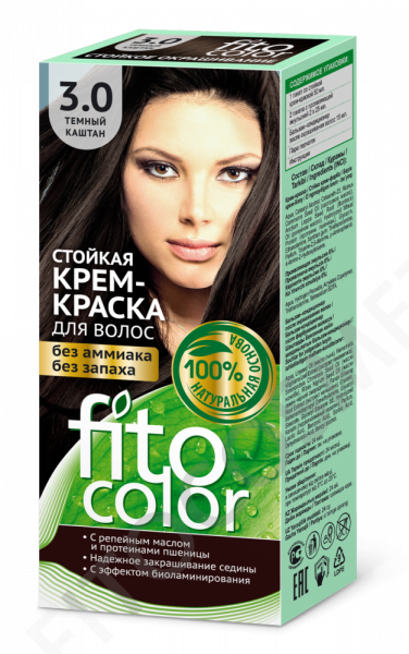 Cremefarbe 3.0 dunkle Kastanie "Fito Kosmetik" geruchlos, kein Ammoniak, 50 ml
