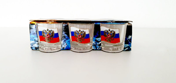 Vodka Gläser 6-er Set Flagge Russland Schnapsgläser Schnaps