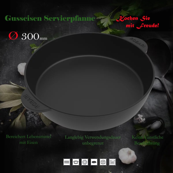 ROBARI Gusseisen Schmorpfanne Ø 30cm