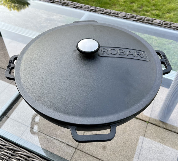 Gusseisen Kasan 12 L mit Deckel Schaumlöffel WOK KAZAN Campingtopf Gulaschkessel