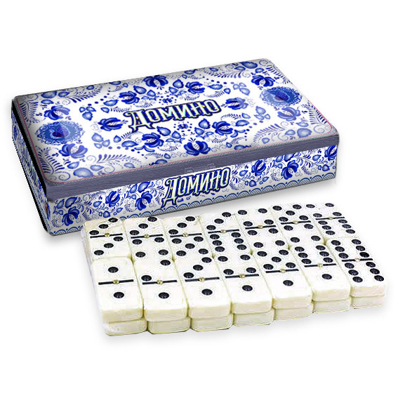 Dominospiel in Metallbox Gzehl Tischspiel
