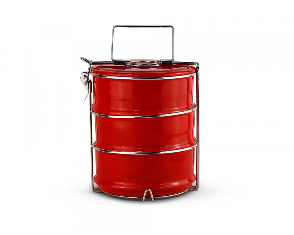 3-Etagen Lunchbox Metallic Red emailliert