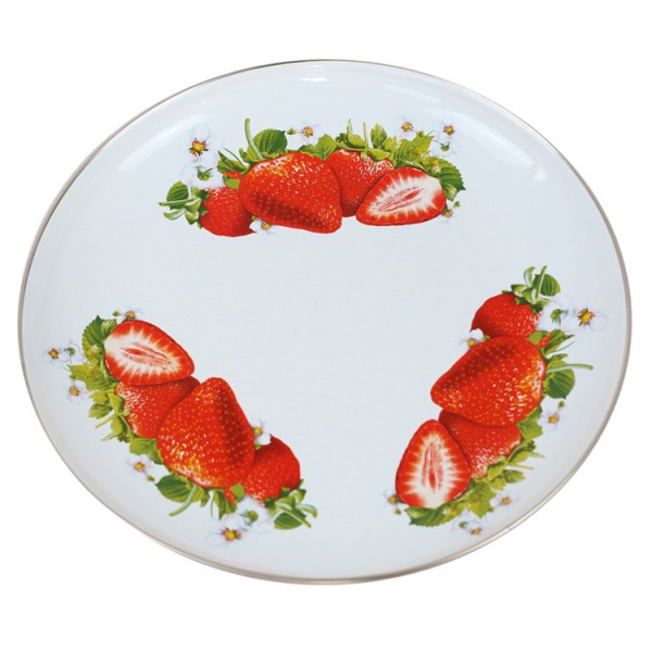 Runde Platte, Erdbeere 2,5 L, emailliert